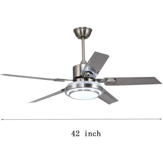 Ceiling Fan with LED Light and Remote, 42 in Blade Span, Silver