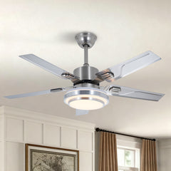 Ceiling Fan with LED Light and Remote, 42 in Blade Span, Silver