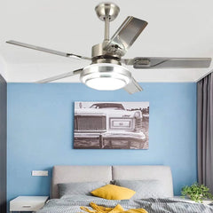 Ceiling Fan with LED Light and Remote, 42 in Blade Span, Silver