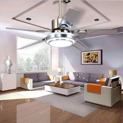 Ceiling Fan with LED Light and Remote, 42 in Blade Span, Silver