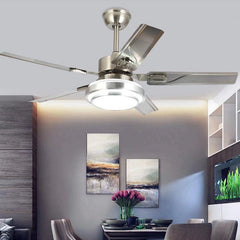 Ceiling Fan with LED Light and Remote, 42 in Blade Span, Silver