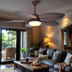 Ceiling Fan with LED Light and Remote, 52 In, Walnut Finish Blades