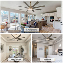 Ceiling Fan with Light, 72 Inch, 8 Reversible Wood Blades