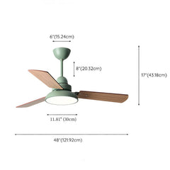 Ceiling Fan with Light and Remote, 48 Inch Solid Wood Blades, Green