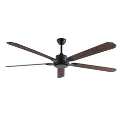 Ceiling Fan with Remote, 5 Brown Wood Blades in Black Metal