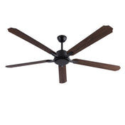 Ceiling Fan with Remote, 5 Brown Wood Blades in Black Metal