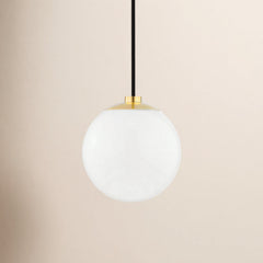 Ceiling Light, 7 in Glass Globe with Aged Brass Finish
