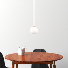 Ceiling Light, 7 in Glass Globe with Aged Brass Finish