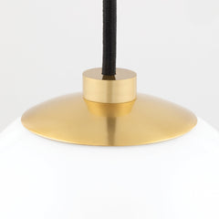 Ceiling Light, 7 in Glass Globe with Aged Brass Finish