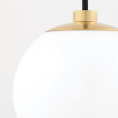 Ceiling Light, 7 in Glass Globe with Aged Brass Finish