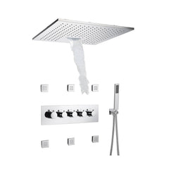 Ceiling Mount Shower System, Rough-in Valve, 6 Jets, Brass, Chrome