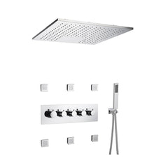 Ceiling Mount Shower System, Rough-in Valve, 6 Jets, Brass, Chrome