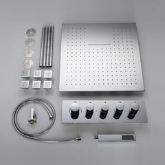 Ceiling Mount Shower System, Rough-in Valve, 6 Jets, Brass, Chrome