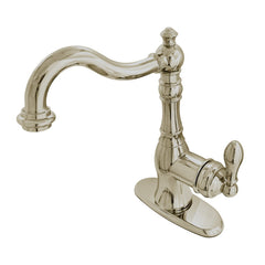 Centerset Bathroom Faucet, American Classic, Single Handle in Brushed Nickel