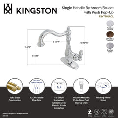 Centerset Bathroom Faucet, American Classic, Single Handle in Brushed Nickel