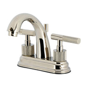 Centerset Bathroom Faucet, Convergent, Knurled Double Handle in Polished Nickel