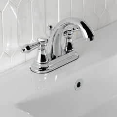 Centerset Bathroom Faucet, Heirloom, Double Handle with Pop-Up in Polished Chrome