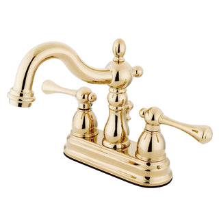 Centerset Bathroom Faucet, Heritage, 4-Inch Double Handle in Polished Brass