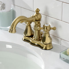 Centerset Bathroom Faucet, Metropolitan, Double Handle in Brushed Brass