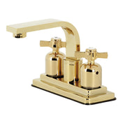 Centerset Bathroom Faucet, Millennium, 4 Inch Double Handle in Polished Brass
