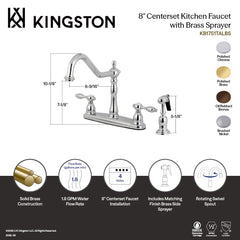 Centerset Kitchen Faucet, Heirloom, Two-Handle with Side Sprayer in Brushed Nickel