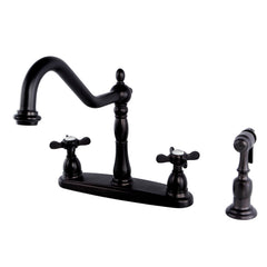 Centerset Kitchen Faucet, Heirloom, Two-Handle with Side Sprayer in Oil Rubbed Bronze