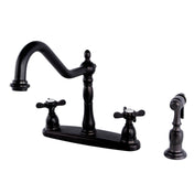 Centerset Kitchen Faucet, Heirloom, Two-Handle with Side Sprayer in Oil Rubbed Bronze