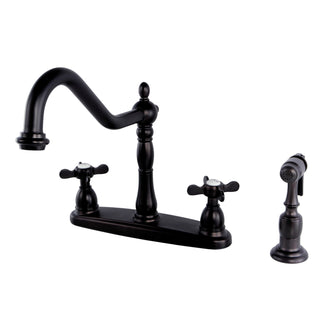 Centerset Kitchen Faucet, Heirloom, Two-Handle with Side Sprayer in Oil Rubbed Bronze