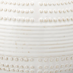 Ceramic Lamp, 28 in Tall, White Linen Shade with Reactive Glaze Base