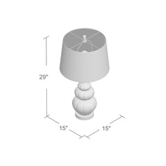 Ceramic Lamp, Single Light, Pale Blue with White Linen Shade