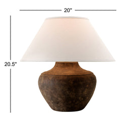 Ceramic Lamp with Off White Linen Cone Shade