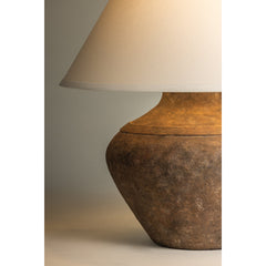 Ceramic Lamp with Off White Linen Cone Shade
