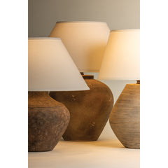 Ceramic Lamp with Off White Linen Cone Shade