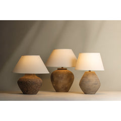 Ceramic Lamp with Off White Linen Cone Shade