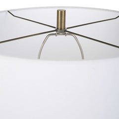 Ceramic Table Lamp with Green Crackle Glaze and White Linen Shade