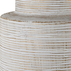 Ceramic Table Lamp with Ribbed Base and Linen Drum Shade