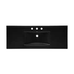 Ceramic Vanity Sink Top, 48 in, 3-Hole Widespread in Glossy Black