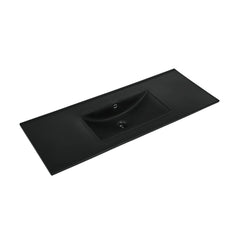 Ceramic Vanity Sink Top, 48 In, Zero Hole in Matte Black