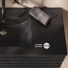 Ceramic Vanity Sink Top, 48 In, Zero Hole in Matte Black