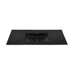 Ceramic Vanity Sink Top, 48 In, Zero Hole in Matte Black