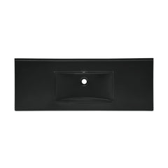Ceramic Vanity Sink Top, 48 In, Zero Hole in Matte Black