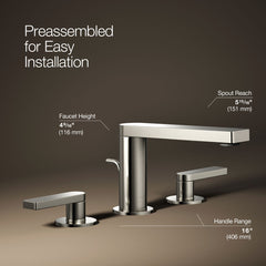 Kohler Composed Widespread Bathroom Faucet with Drain Assembly in Vibrant Polished Nickel | product photo