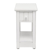 Chairside Table, Acacia Wood, Brown Top and White Base