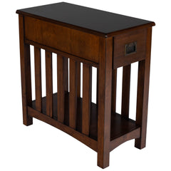 Chairside Table with Drawer and Shelf, Dark Cherry