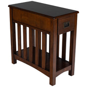 Chairside Table with Drawer and Shelf, Dark Cherry