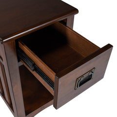 Chairside Table with Drawer and Shelf, Dark Cherry