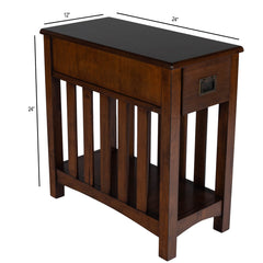 Chairside Table with Drawer and Shelf, Dark Cherry