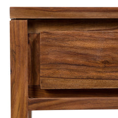 Chairside Table with Drawer and Shelf in Brown Sheesham Wood