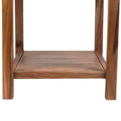 Chairside Table with Drawer and Shelf in Brown Sheesham Wood