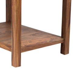 Chairside Table with Drawer and Shelf in Brown Sheesham Wood